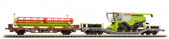 Flat cars type Uai and Kgps loaded with CLAAS Harvester<br /><a href='images/pictures/ACME/231664_c.jpg' target='_blank'>Full size image</a>